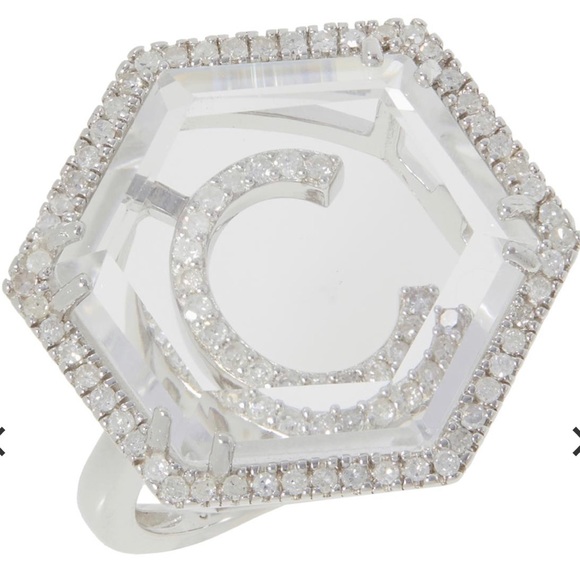 Colleen Lopez Diamond Initial and Quartz Sterling Silver Ring - Picture 4 of 5